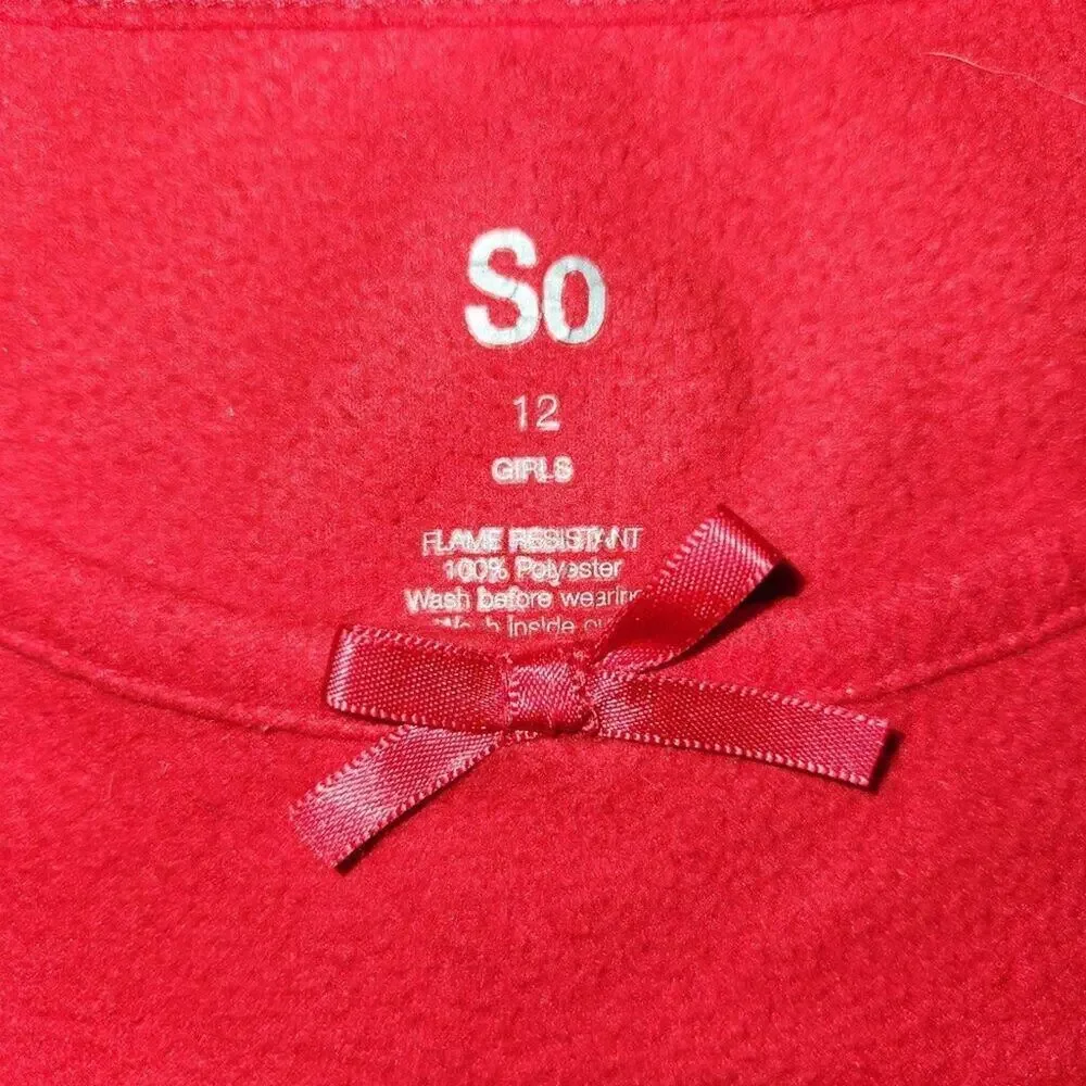 Girls Red Flannel On the Nice List Holiday Nightgown || 12 || EUC
